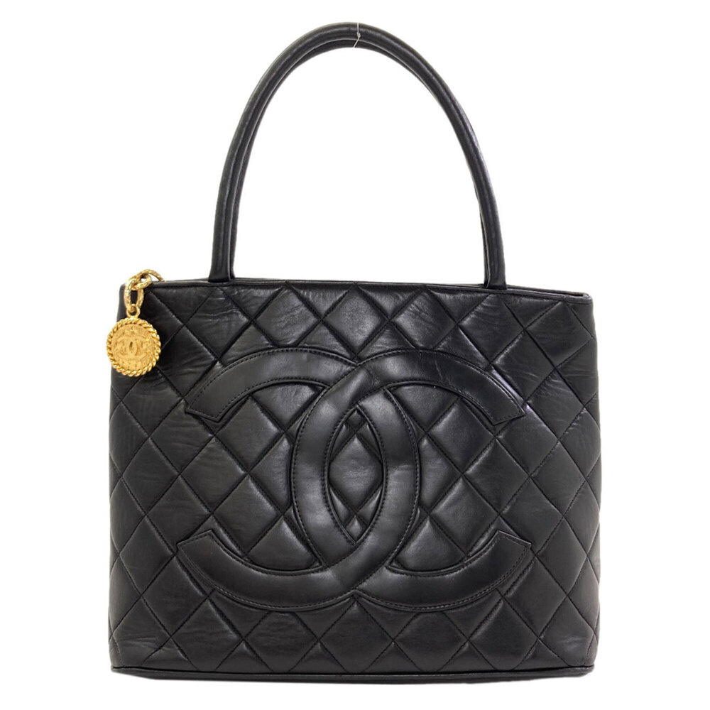 CHANEL Black Lambskin Leather Reissue Tote Bag
